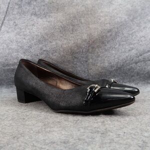AGL Shoes Womens 38 Pump Loafers Patent Point Toe Leather Black Fashion Career